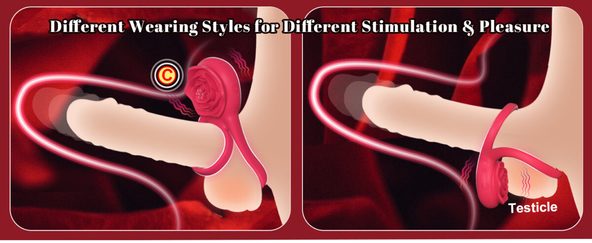 Vibrating Dual Penis Ring with different wearing styles & stimulation pleasure